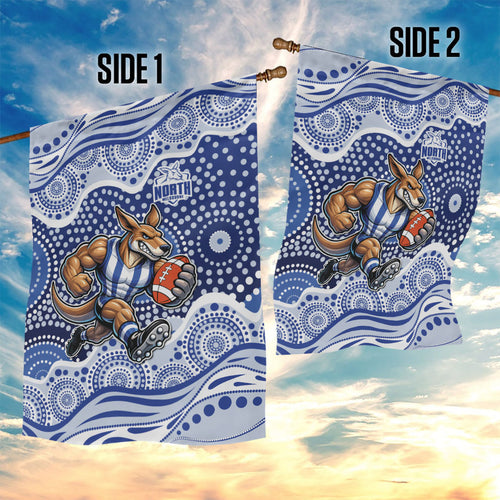 North Melbourne Kangaroos Garden Flag Aboriginal Dot Pattern - Football Mascot Heritage Pride