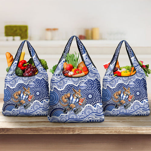 North Melbourne Kangaroos Grocery Bag Aboriginal Dot Pattern - Football Mascot Heritage Pride