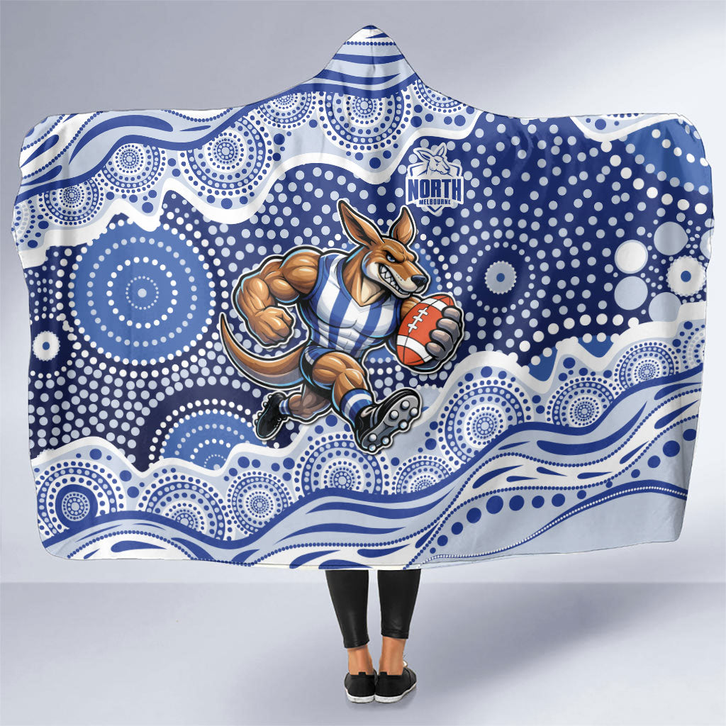 North Melbourne Kangaroos Hooded Blanket Aboriginal Dot Pattern - Football Mascot Heritage Pride