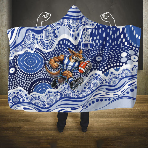 North Melbourne Kangaroos Hooded Blanket Aboriginal Dot Pattern - Football Mascot Heritage Pride