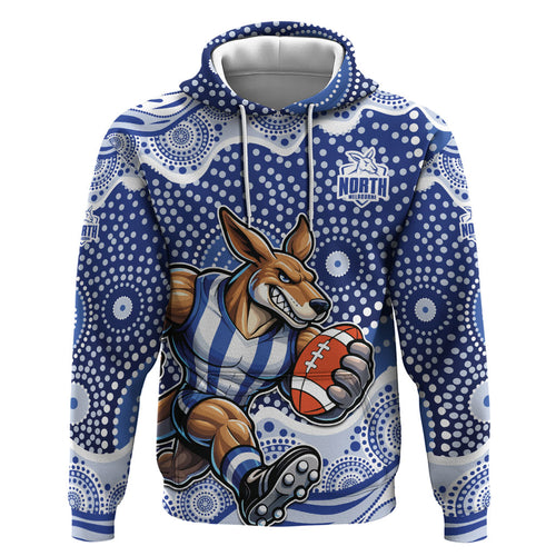 North Melbourne Kangaroos Hoodie Aboriginal Dot Pattern - Football Mascot Heritage Pride