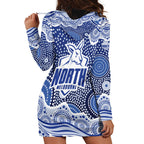 North Melbourne Kangaroos Hoodie Dress Aboriginal Dot Pattern - Football Mascot Heritage Pride