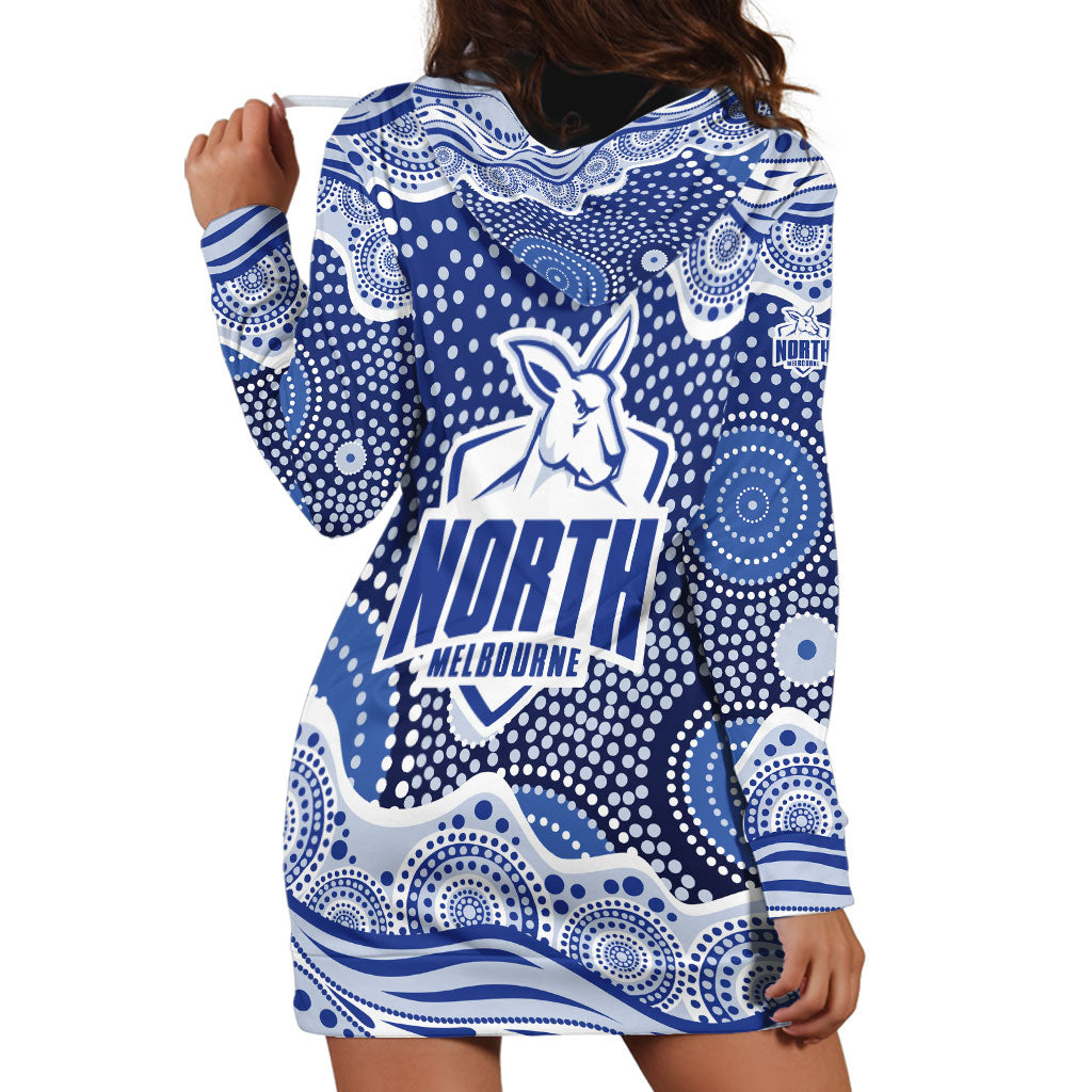 North Melbourne Kangaroos Hoodie Dress Aboriginal Dot Pattern - Football Mascot Heritage Pride