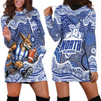 North Melbourne Kangaroos Hoodie Dress Aboriginal Dot Pattern - Football Mascot Heritage Pride