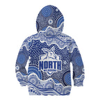 North Melbourne Kangaroos Kid Hoodie Aboriginal Dot Pattern - Football Mascot Heritage Pride