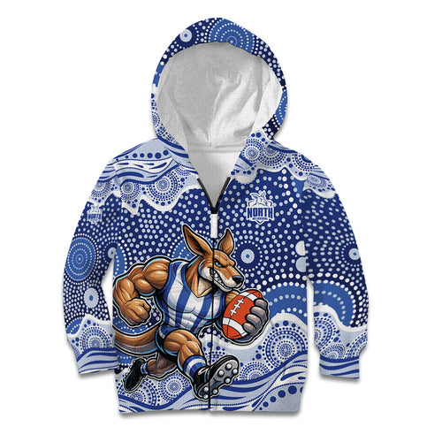 North Melbourne Kangaroos Kid Hoodie Aboriginal Dot Pattern - Football Mascot Heritage Pride
