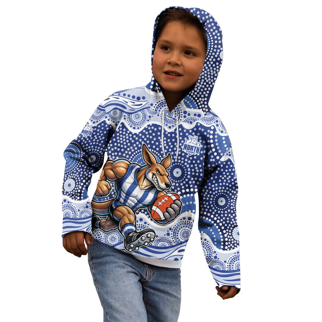 North Melbourne Kangaroos Kid Hoodie Aboriginal Dot Pattern - Football Mascot Heritage Pride