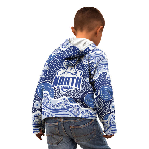 North Melbourne Kangaroos Kid Hoodie Aboriginal Dot Pattern - Football Mascot Heritage Pride
