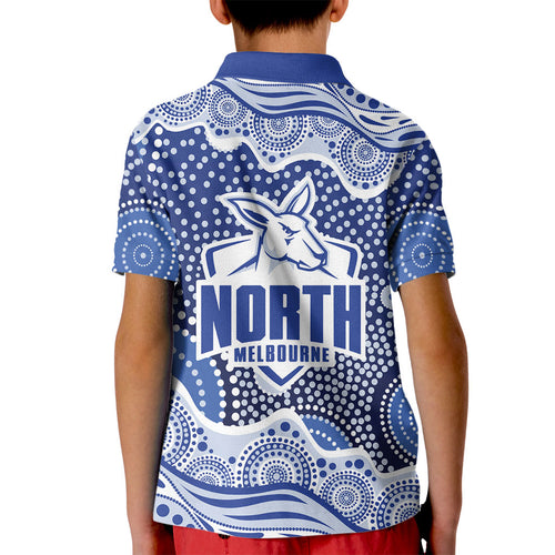 North Melbourne Kangaroos Kid Polo Shirt Aboriginal Dot Pattern - Football Mascot Heritage Pride