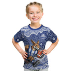 North Melbourne Kangaroos Kid T Shirt Aboriginal Dot Pattern - Football Mascot Heritage Pride