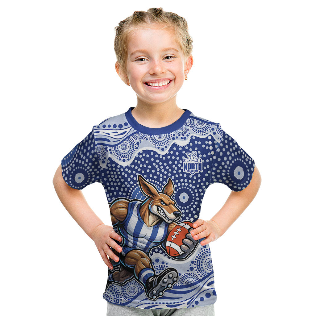 North Melbourne Kangaroos Kid T Shirt Aboriginal Dot Pattern - Football Mascot Heritage Pride