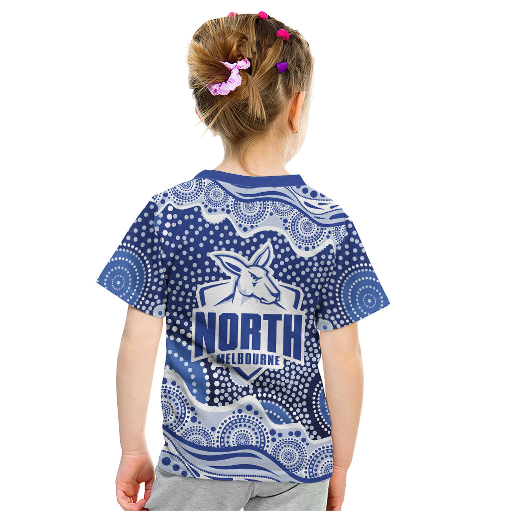 North Melbourne Kangaroos Kid T Shirt Aboriginal Dot Pattern - Football Mascot Heritage Pride