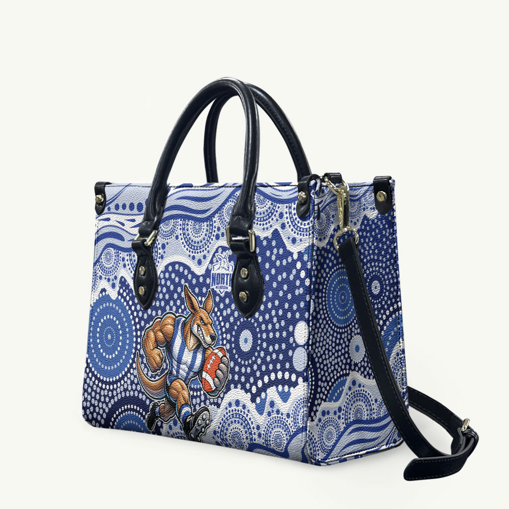 North Melbourne Kangaroos Leather Bag Aboriginal Dot Pattern - Football Mascot Heritage Pride