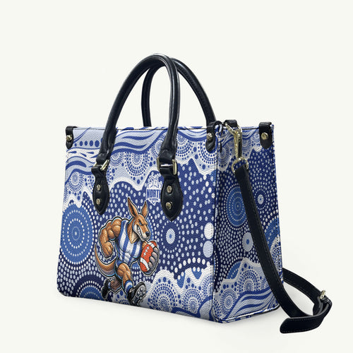 North Melbourne Kangaroos Leather Bag Aboriginal Dot Pattern - Football Mascot Heritage Pride