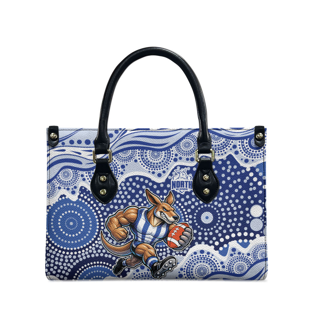North Melbourne Kangaroos Leather Bag Aboriginal Dot Pattern - Football Mascot Heritage Pride