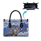 North Melbourne Kangaroos Leather Bag Aboriginal Dot Pattern - Football Mascot Heritage Pride