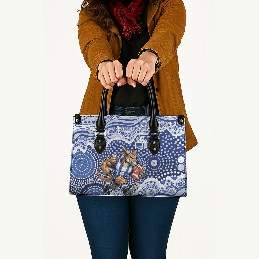 North Melbourne Kangaroos Leather Bag Aboriginal Dot Pattern - Football Mascot Heritage Pride