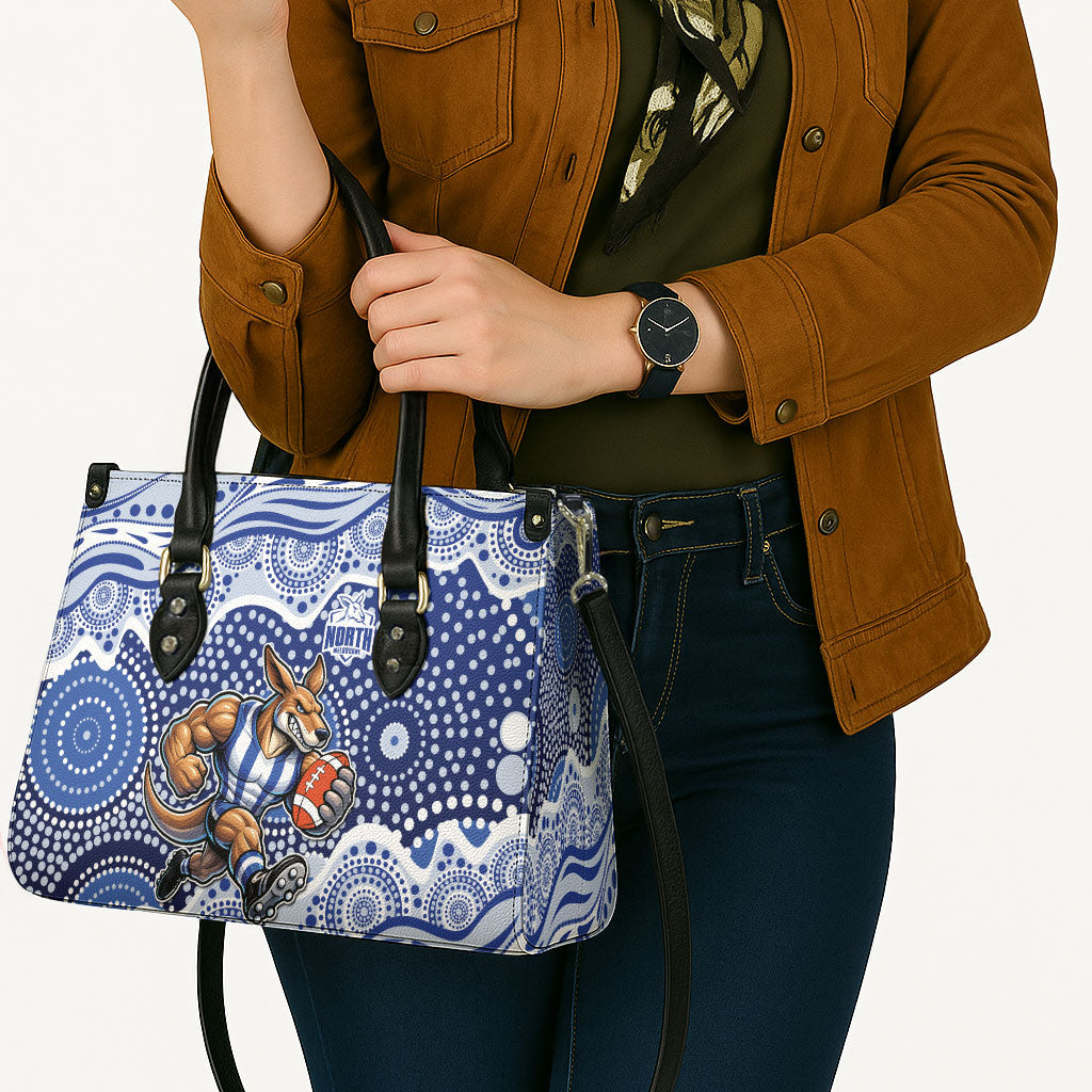 North Melbourne Kangaroos Leather Bag Aboriginal Dot Pattern - Football Mascot Heritage Pride