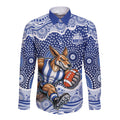 North Melbourne Kangaroos Long Sleeve Button Shirt Aboriginal Dot Pattern - Football Mascot Heritage Pride