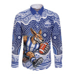 North Melbourne Kangaroos Long Sleeve Button Shirt Aboriginal Dot Pattern - Football Mascot Heritage Pride