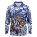 North Melbourne Kangaroos Long Sleeve Polo Shirt Aboriginal Dot Pattern - Football Mascot Heritage Pride