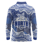 North Melbourne Kangaroos Long Sleeve Polo Shirt Aboriginal Dot Pattern - Football Mascot Heritage Pride