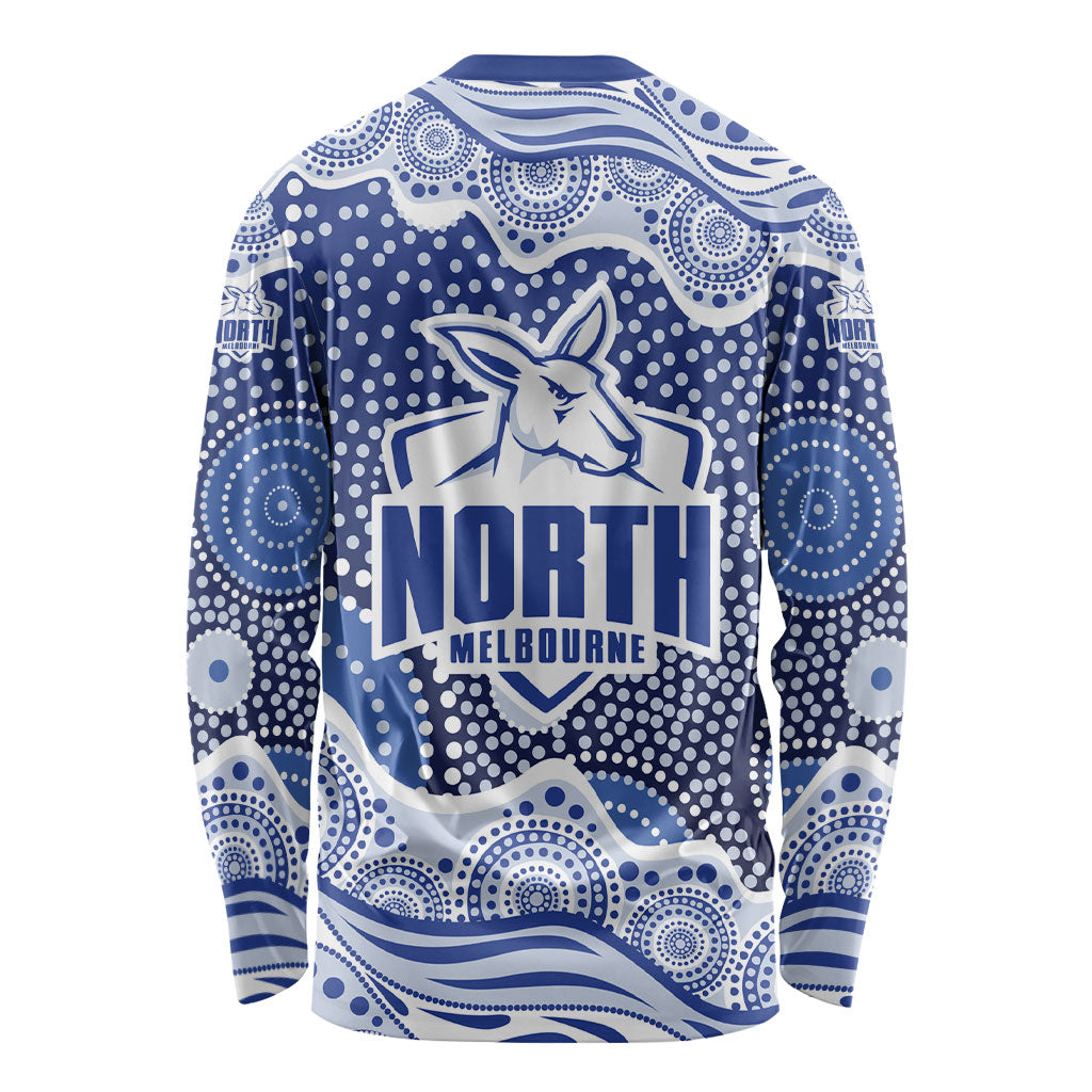 North Melbourne Kangaroos Long Sleeve Shirt Aboriginal Dot Pattern - Football Mascot Heritage Pride