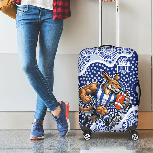 North Melbourne Kangaroos Luggage Cover Aboriginal Dot Pattern - Football Mascot Heritage Pride