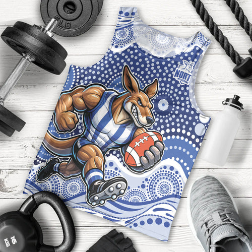 North Melbourne Kangaroos Men Tank Top Aboriginal Dot Pattern - Football Mascot Heritage Pride