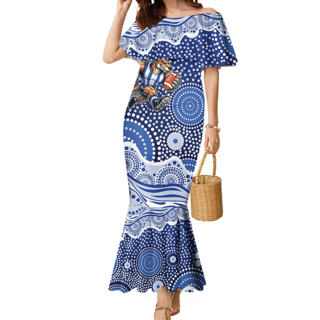 North Melbourne Kangaroos Mermaid Dress Aboriginal Dot Pattern - Football Mascot Heritage Pride