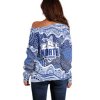 North Melbourne Kangaroos Off Shoulder Sweater Aboriginal Dot Pattern - Football Mascot Heritage Pride