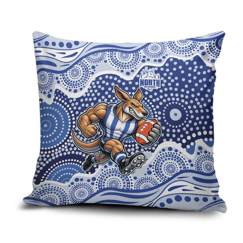 North Melbourne Kangaroos Pillow Cover Aboriginal Dot Pattern - Football Mascot Heritage Pride
