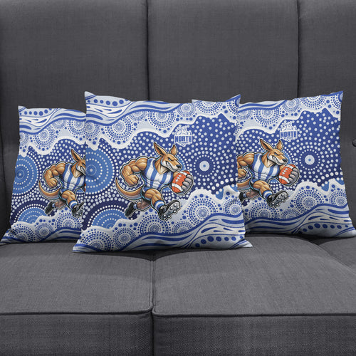 North Melbourne Kangaroos Pillow Cover Aboriginal Dot Pattern - Football Mascot Heritage Pride