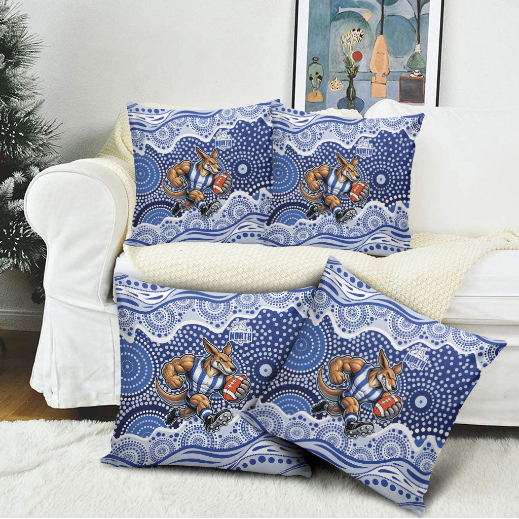 North Melbourne Kangaroos Pillow Cover Aboriginal Dot Pattern - Football Mascot Heritage Pride