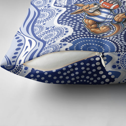 North Melbourne Kangaroos Pillow Cover Aboriginal Dot Pattern - Football Mascot Heritage Pride