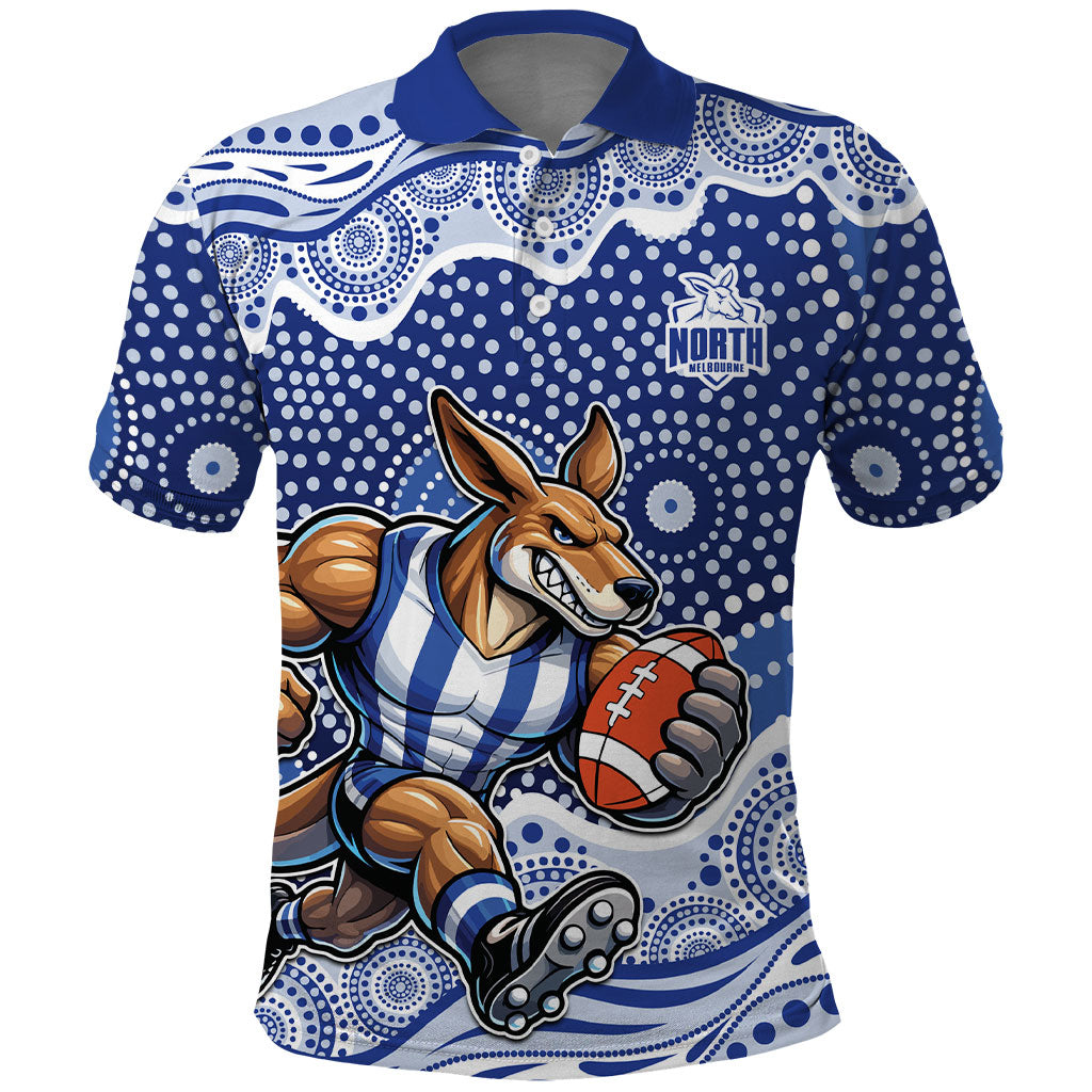 North Melbourne Kangaroos Polo Shirt Aboriginal Dot Pattern - Football Mascot Heritage Pride