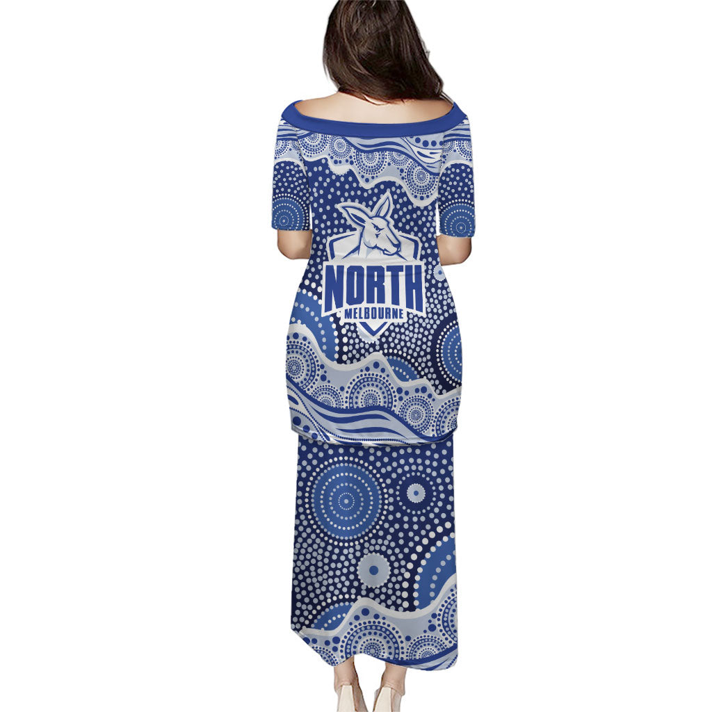 North Melbourne Kangaroos Puletasi Aboriginal Dot Pattern - Football Mascot Heritage Pride