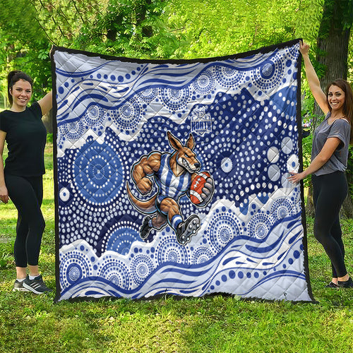 North Melbourne Kangaroos Quilt Aboriginal Dot Pattern - Football Mascot Heritage Pride
