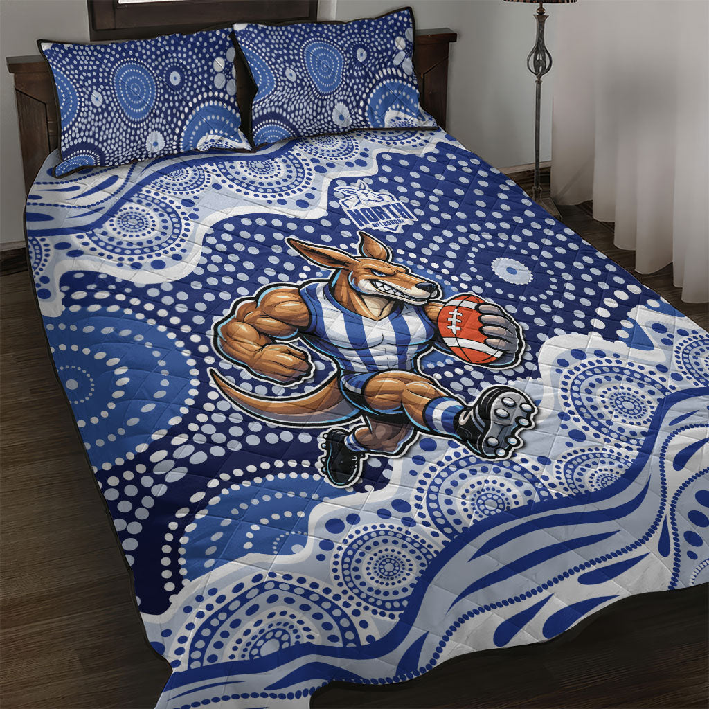 North Melbourne Kangaroos Quilt Bed Set Aboriginal Dot Pattern - Football Mascot Heritage Pride