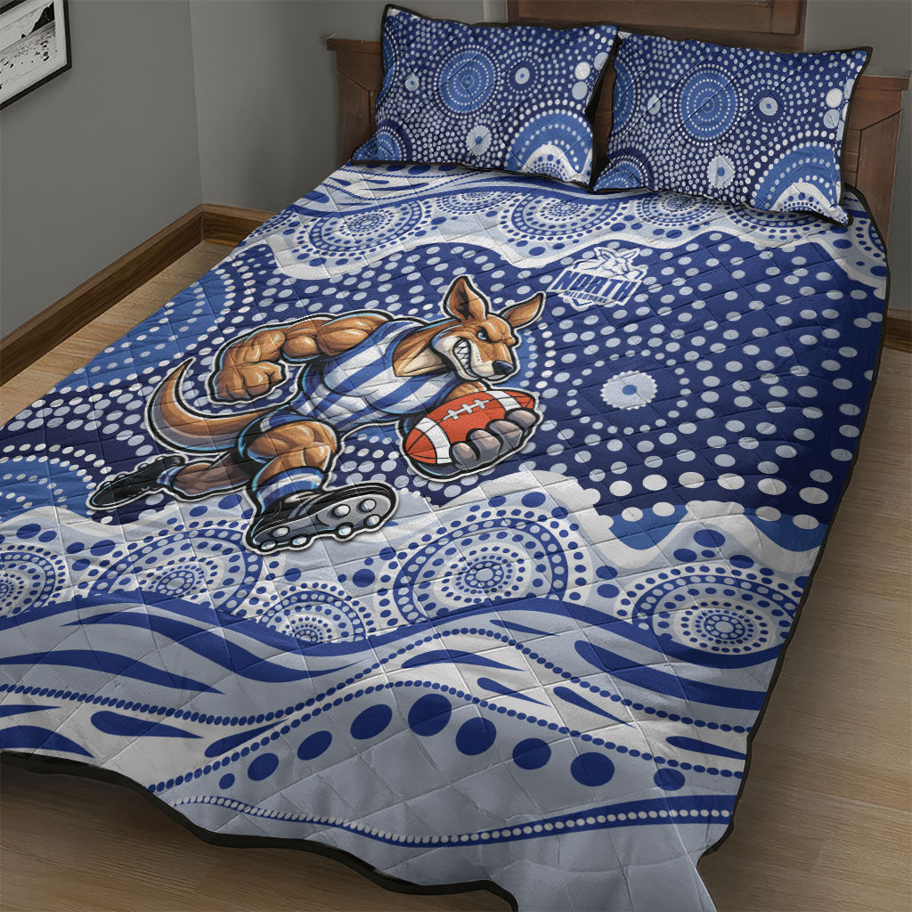 North Melbourne Kangaroos Quilt Bed Set Aboriginal Dot Pattern - Football Mascot Heritage Pride
