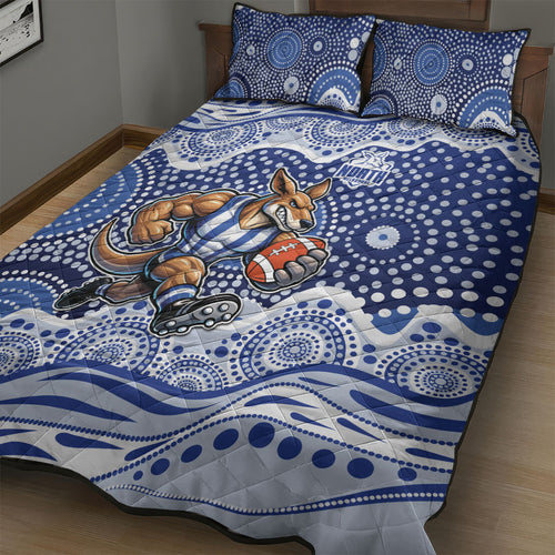 North Melbourne Kangaroos Quilt Bed Set Aboriginal Dot Pattern - Football Mascot Heritage Pride
