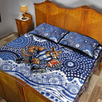 North Melbourne Kangaroos Quilt Bed Set Aboriginal Dot Pattern - Football Mascot Heritage Pride