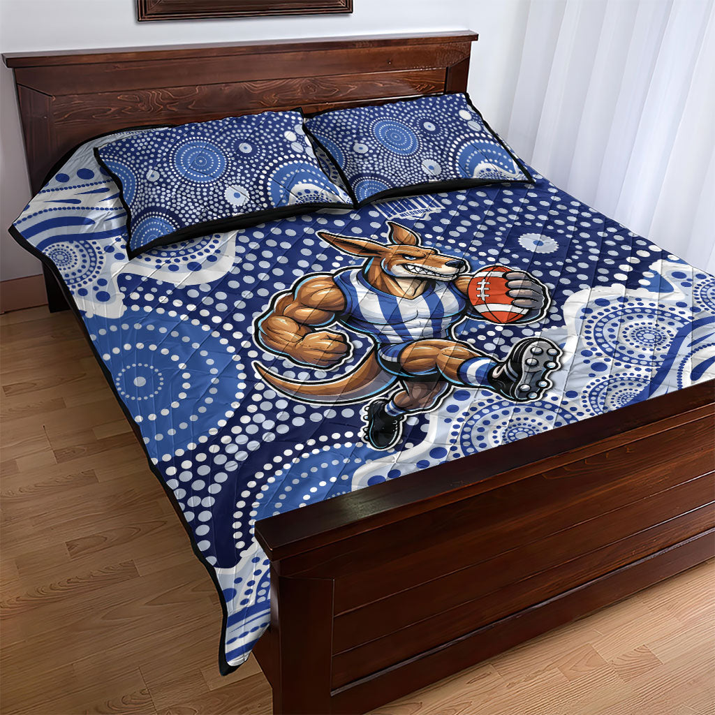 North Melbourne Kangaroos Quilt Bed Set Aboriginal Dot Pattern - Football Mascot Heritage Pride