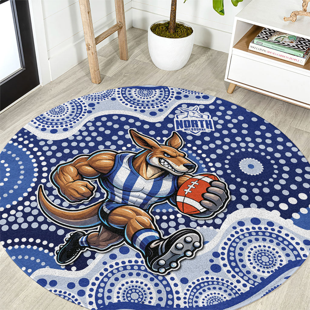 North Melbourne Kangaroos Round Carpet Aboriginal Dot Pattern - Football Mascot Heritage Pride