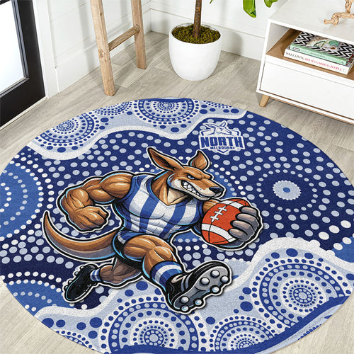 North Melbourne Kangaroos Round Carpet Aboriginal Dot Pattern - Football Mascot Heritage Pride