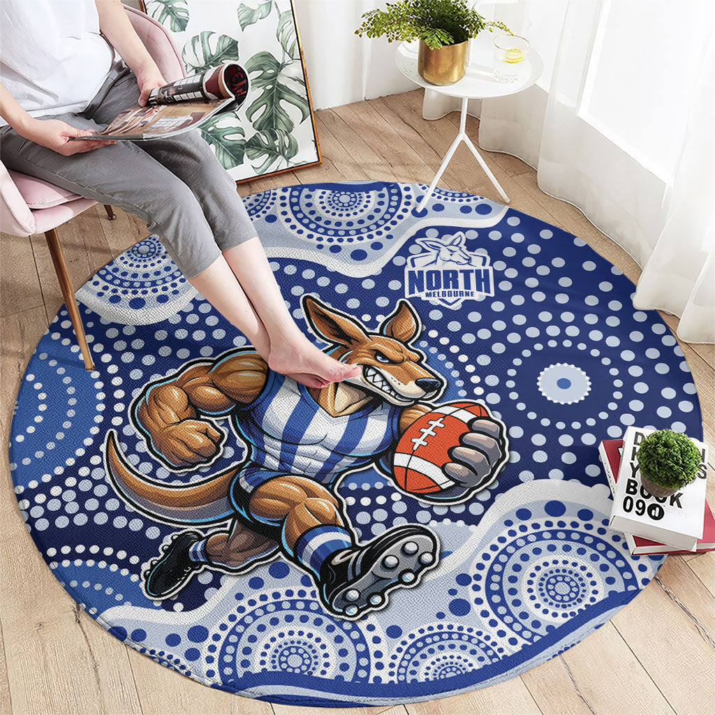 North Melbourne Kangaroos Round Carpet Aboriginal Dot Pattern - Football Mascot Heritage Pride