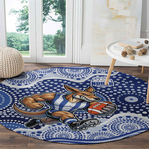 North Melbourne Kangaroos Round Carpet Aboriginal Dot Pattern - Football Mascot Heritage Pride