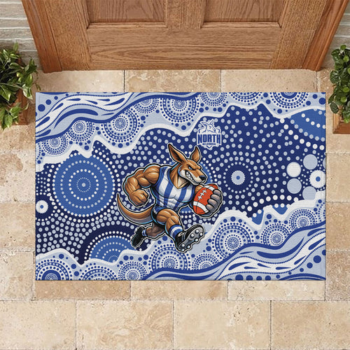 North Melbourne Kangaroos Rubber Doormat Aboriginal Dot Pattern - Football Mascot Heritage Pride