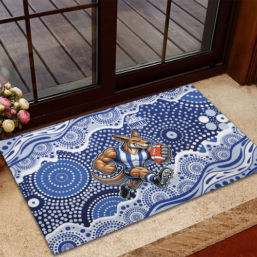 North Melbourne Kangaroos Rubber Doormat Aboriginal Dot Pattern - Football Mascot Heritage Pride