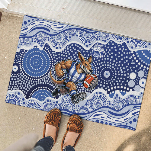 North Melbourne Kangaroos Rubber Doormat Aboriginal Dot Pattern - Football Mascot Heritage Pride